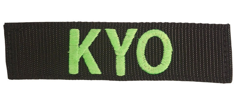 black patch with lime green thread