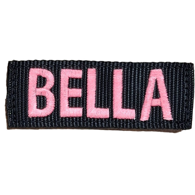 6 inch black patch with pink thread