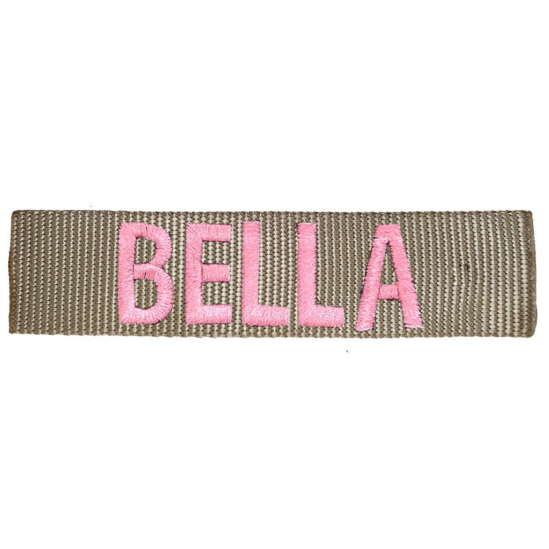 6 inch tan patch with pink thread