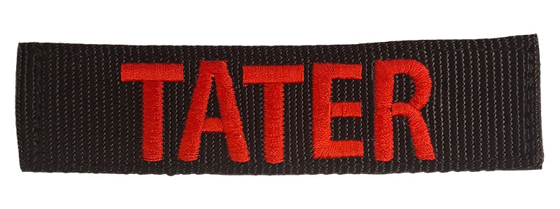 black patch with red thread