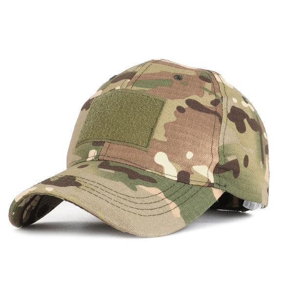 camo tactical ball cap with velcro patches