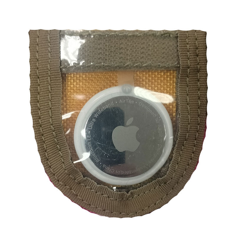 apple airtag holder with orange fabric