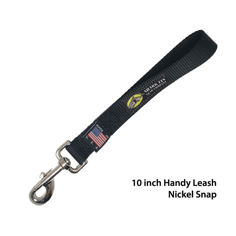10 inch black traffic leash with nickel bolt snap
