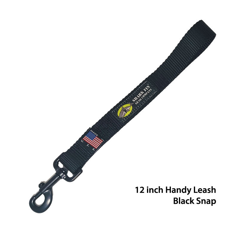 12 inch black traffic leash with black bolt snap