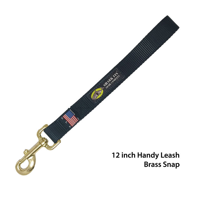 12 inch black traffic leash with brass bolt snap