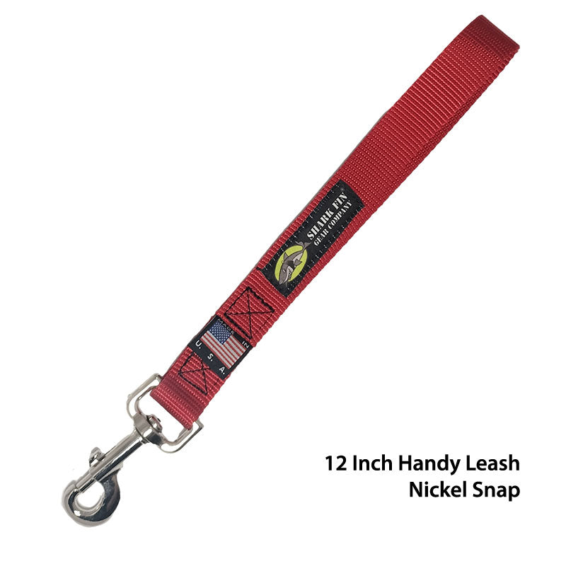 12 inch red traffic leash with nickel bolt snap