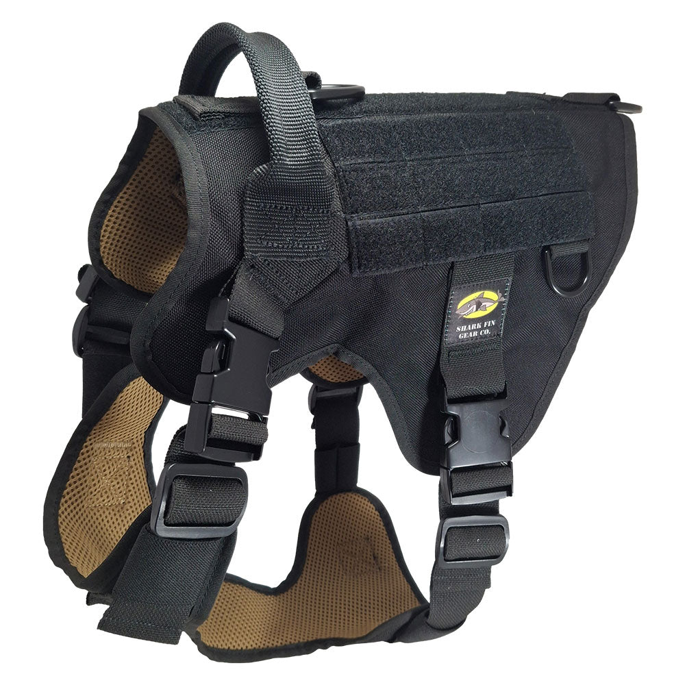 large tactical dog harness black with nexus buckles