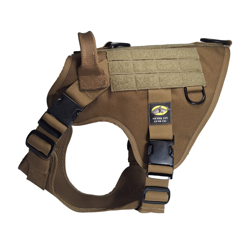 large tactical dog harness coyote brown with nexus buckles