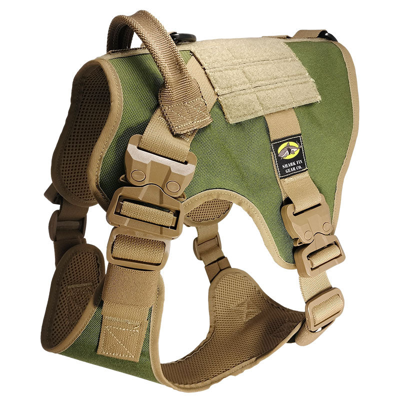 large tactical dog harness forest green with gt cobra buckle