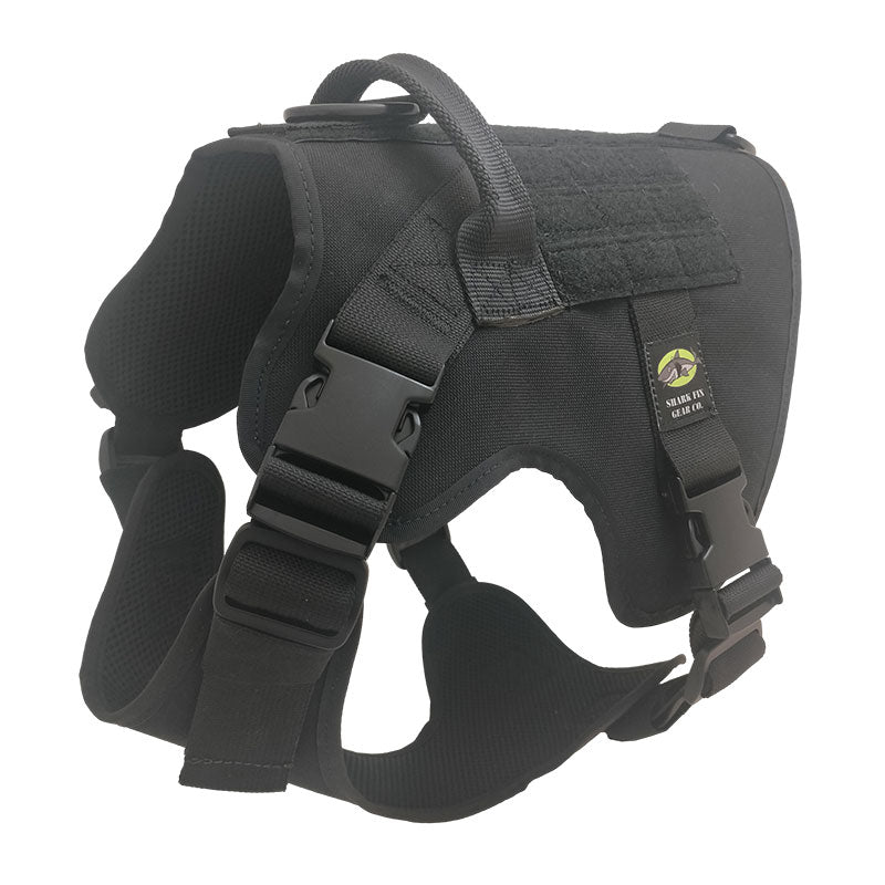 large tactical dog harness black with nexus buckles