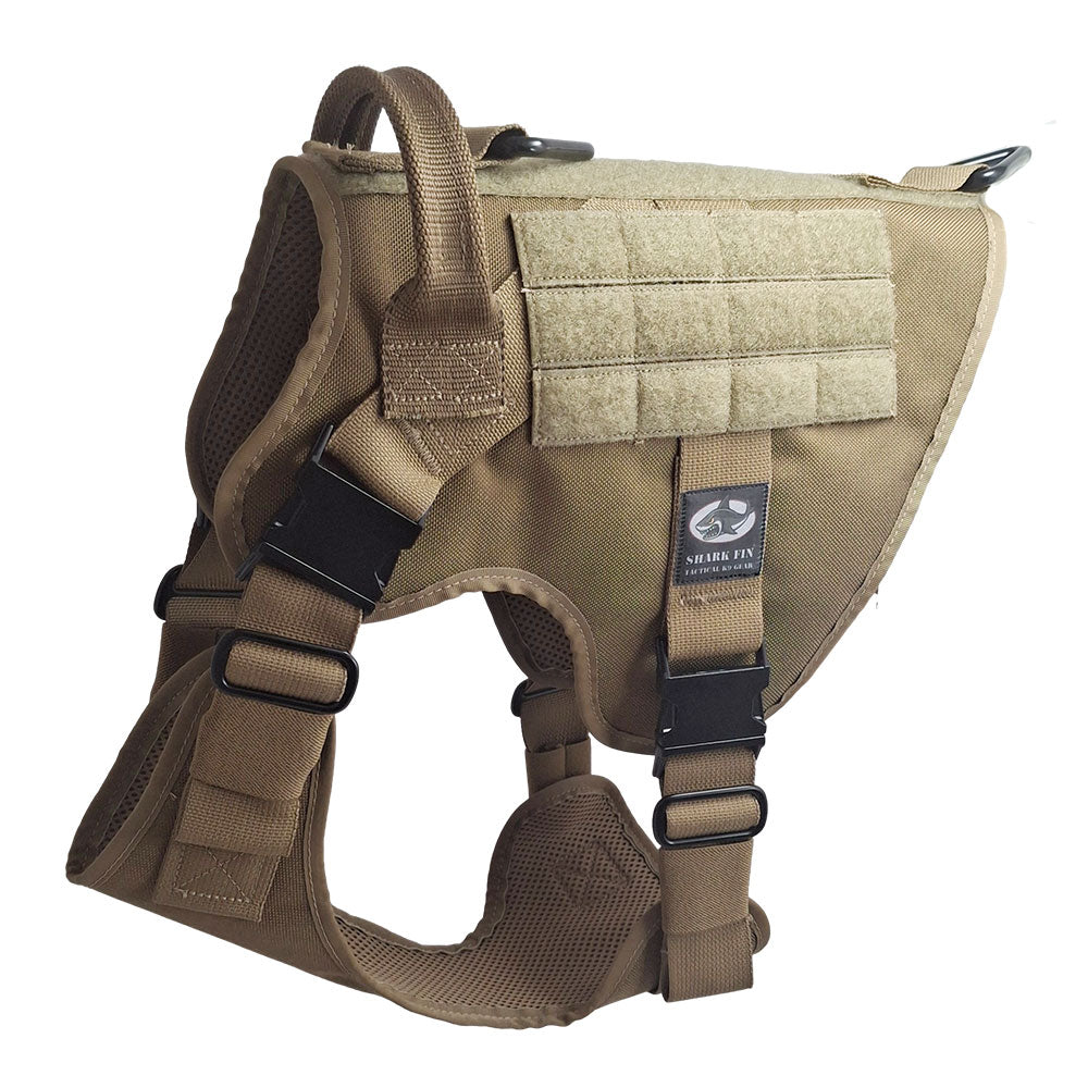 large tactical k9 harness coyote brown with zinc buckles