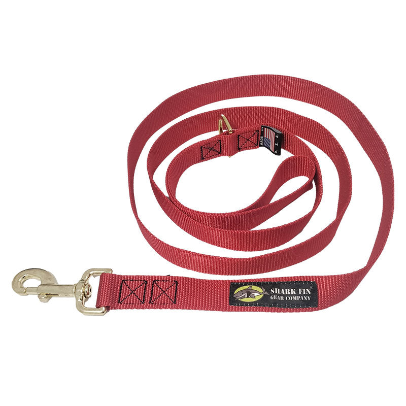 dog leash red 72 inch brass snap