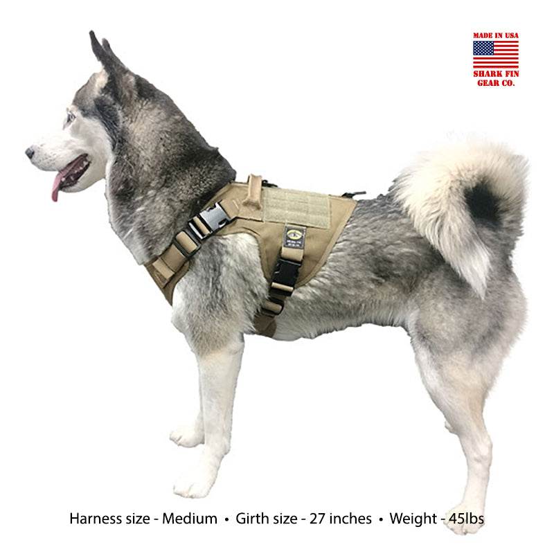 medium tactical dog harness coyote brown with nexus buckles