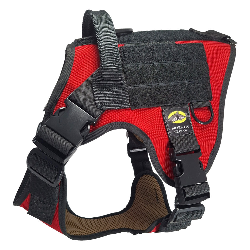 medium tactical dog harness red with nexus buckles