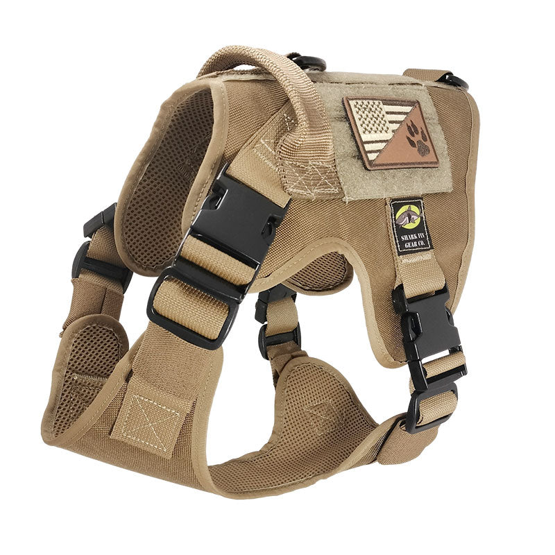 medium tactical dog harness coyote brown shown with patch option