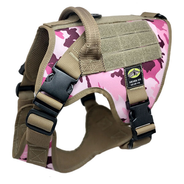medium tactical dog harness ima girl pink purple camo with nexus buckles