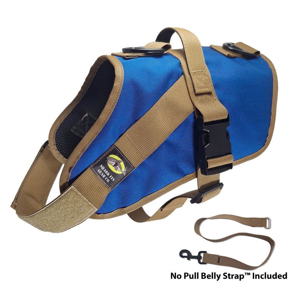 No Pull Dog Harness with strap included, easy on large blue