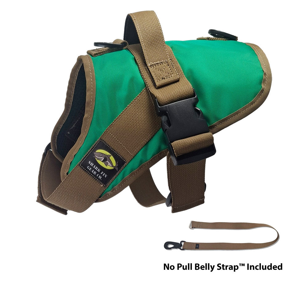 No Pull Dog Harness with strap included, easy on small green