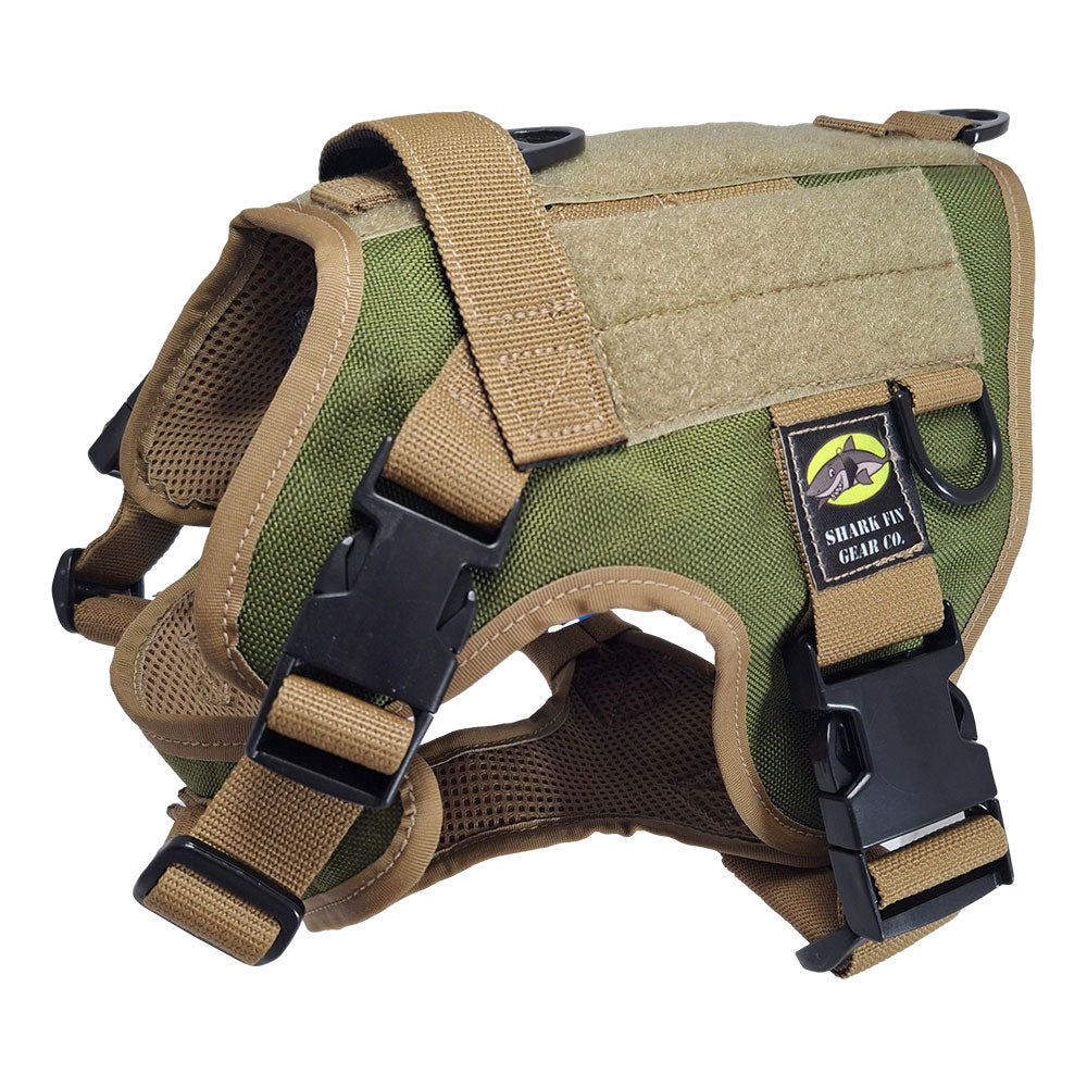 small tactical dog harness green with nexus buckles