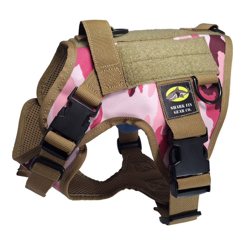 small tactical dog harness pink camo with nexus buckles