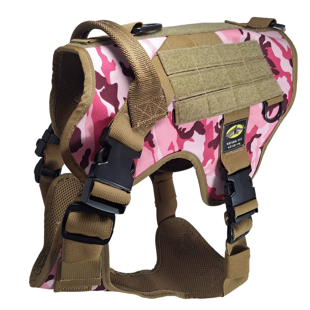xl tactical dog harness pink camo with nexus buckles