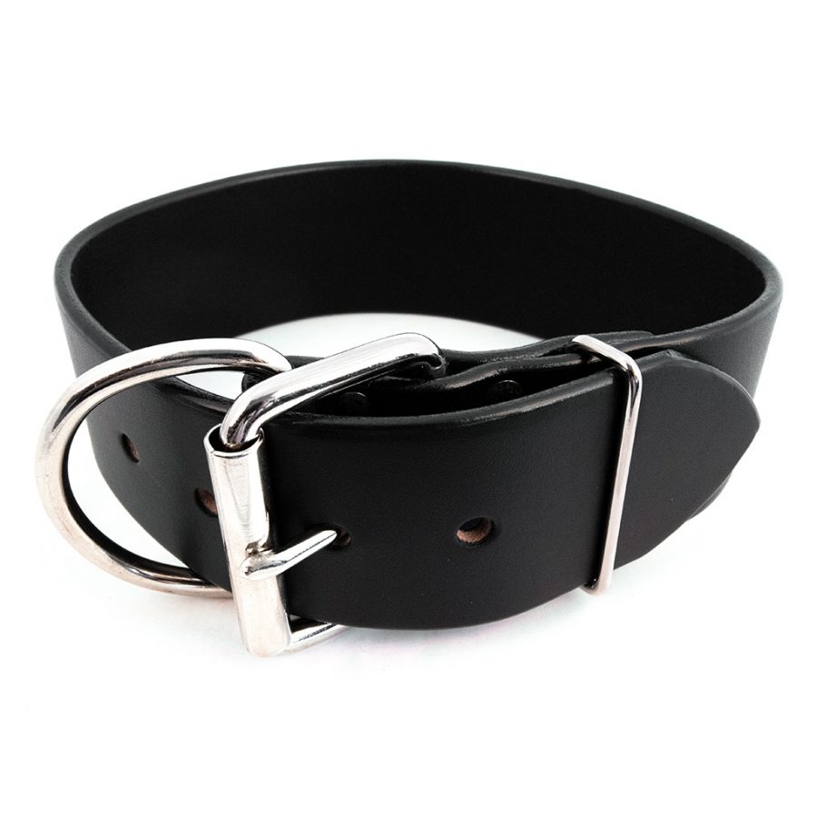 2 in leather collar black