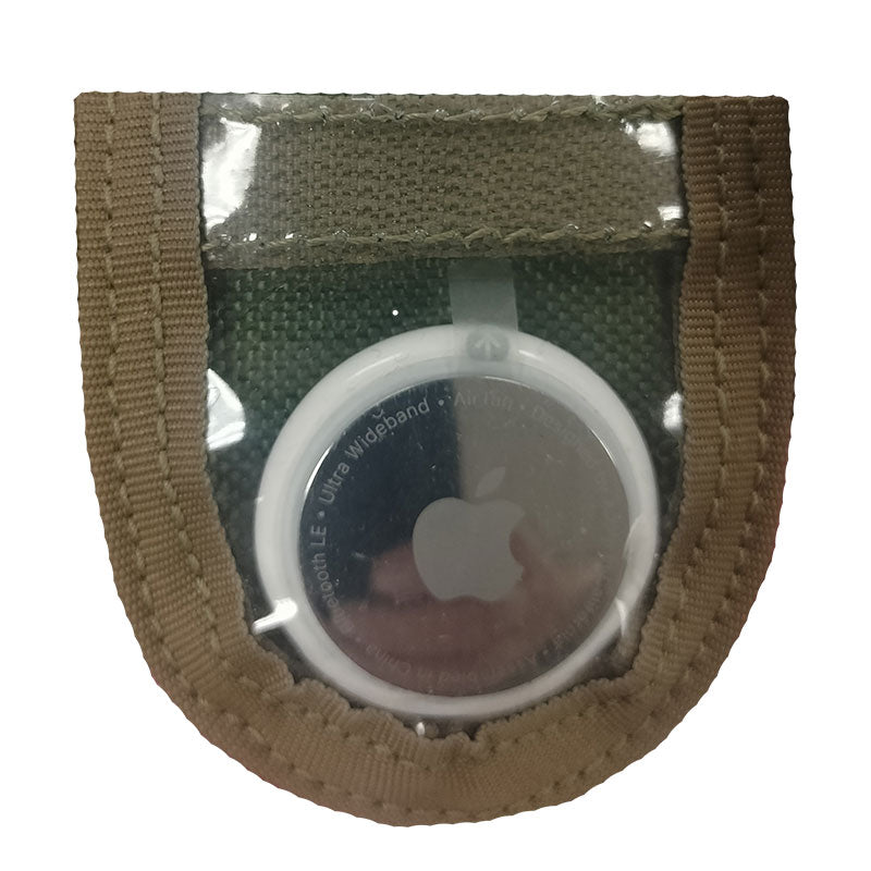 apple airtag holder with green fabric