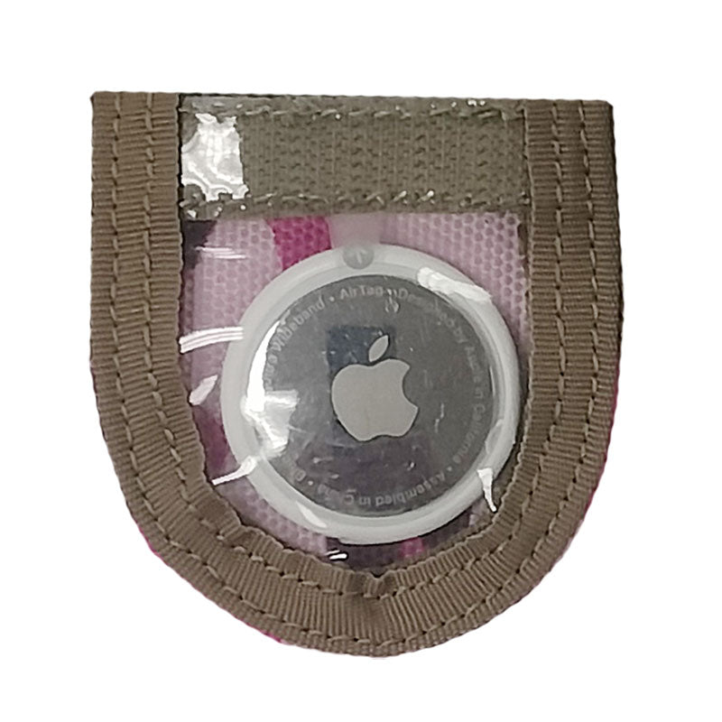 apple airtag holder with pink fabric