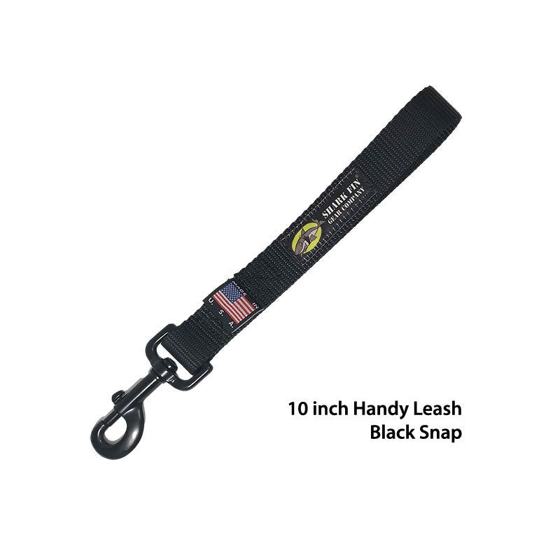 10 inch black traffic leash with black bolt snap