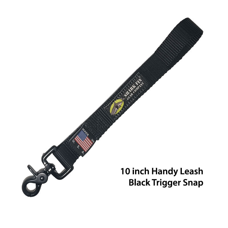 10 inch black traffic leash with trigger snap