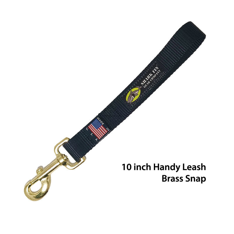 10 inch black traffic leash with brass bolt snap