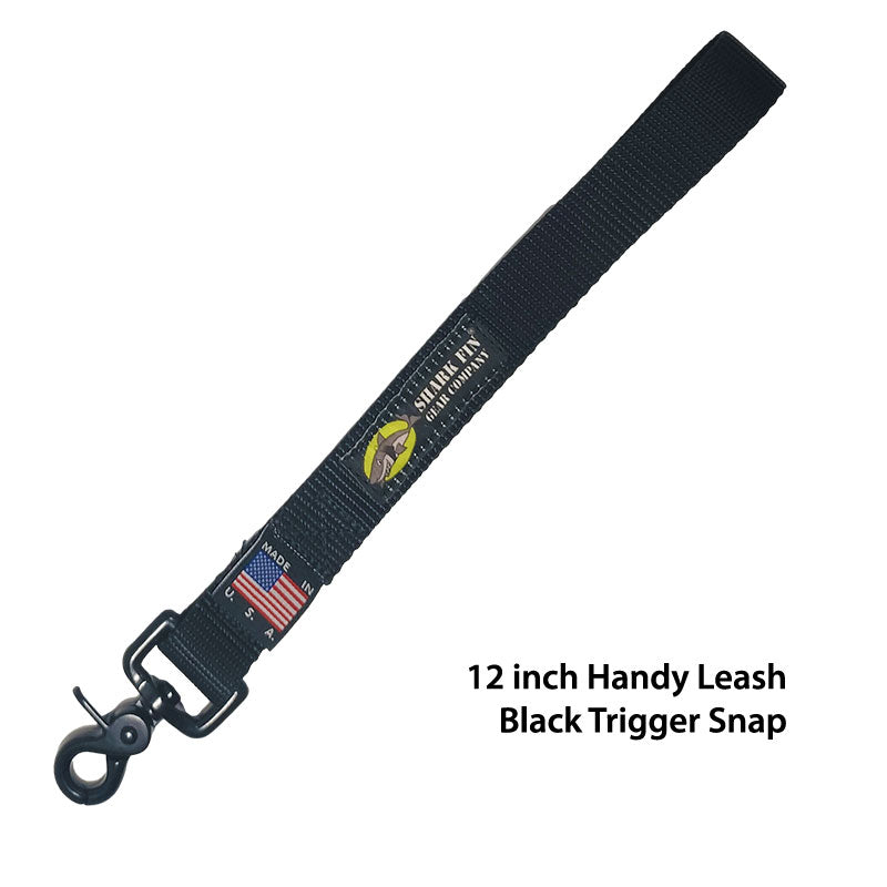 12 inch black traffic leash with trigger snap
