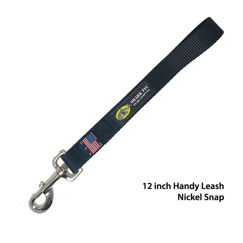12 inch black traffic leash with nickel bolt snap