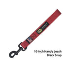 handy leash red 10 inch black snap