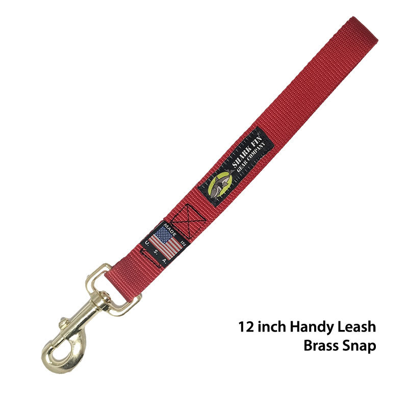 12 inch red traffic leash with brass bolt snap
