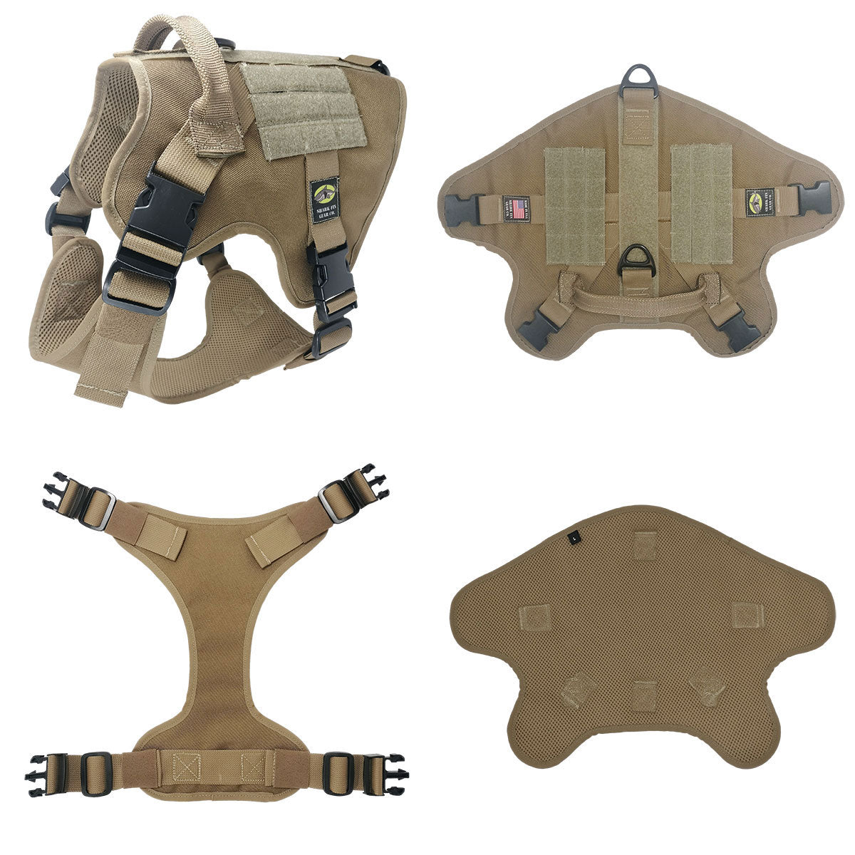 large tactical dog harness coyote with nexus buckles