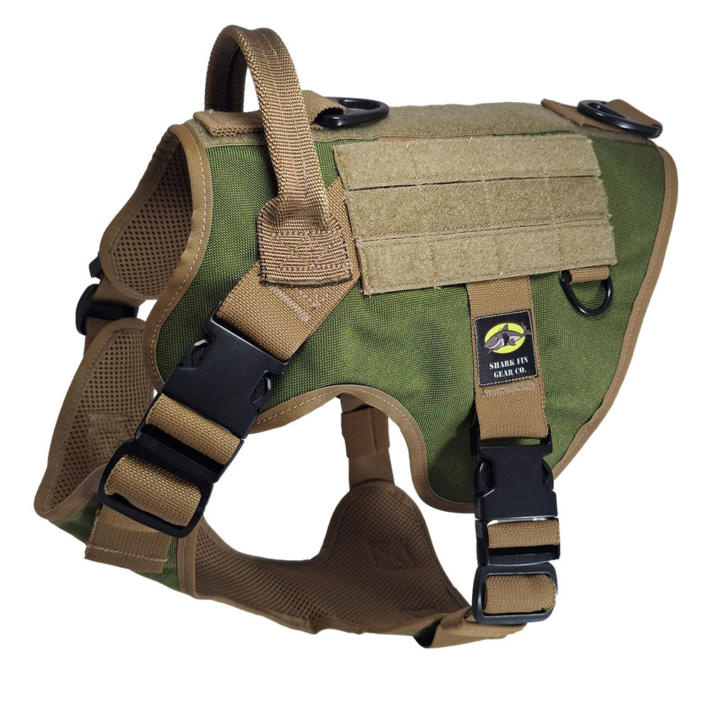 large tactical dog harness green with nexus buckles