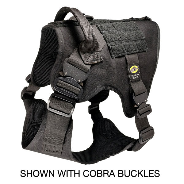 large tactical dog harness black with cobra buckles
