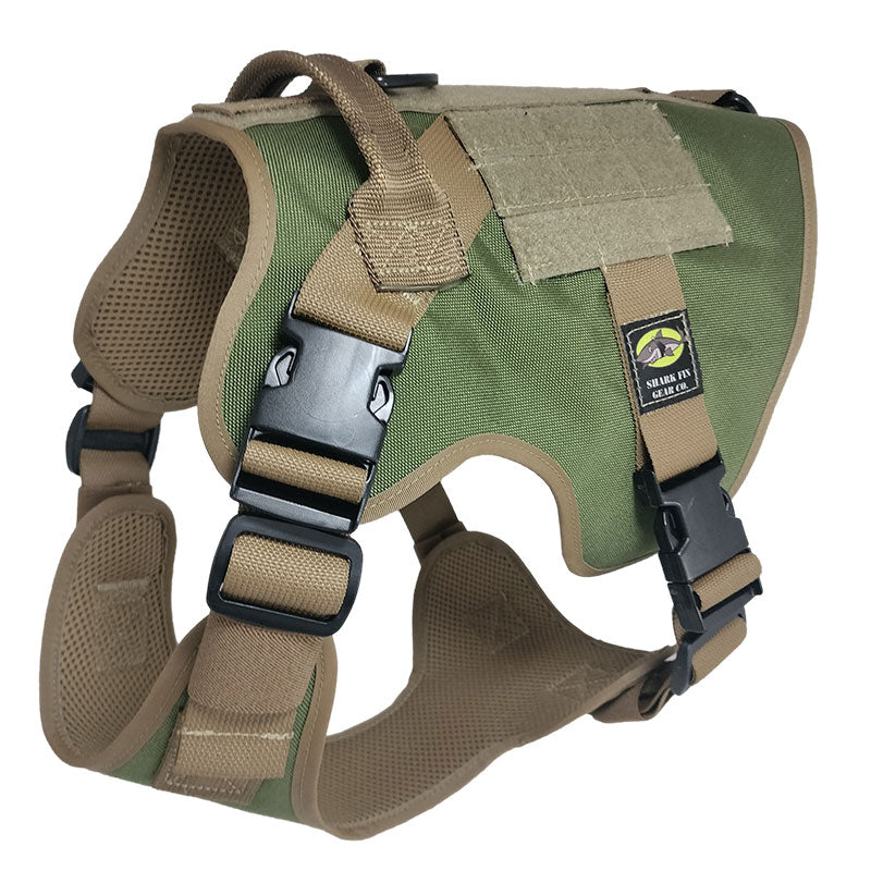 large tactical dog harness pinetop forest green with nexus buckles