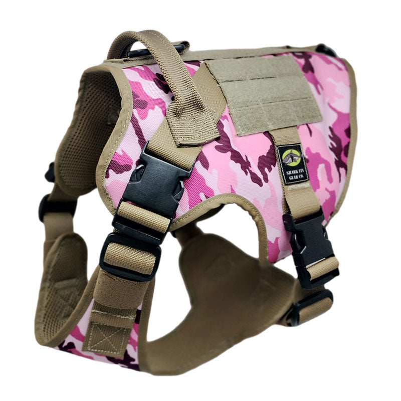 large tactical dog harness ima girl pink purple camo with nexus buckles