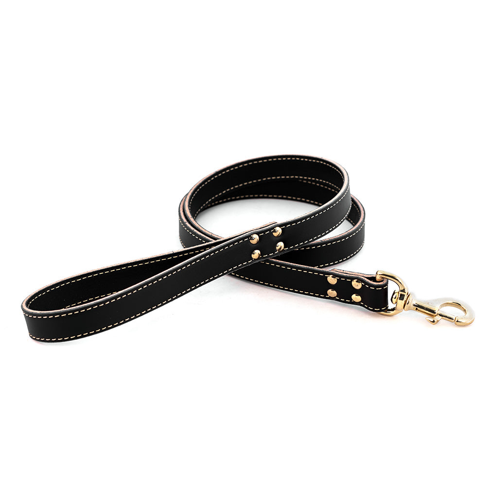 leather dog leash lake country black 
