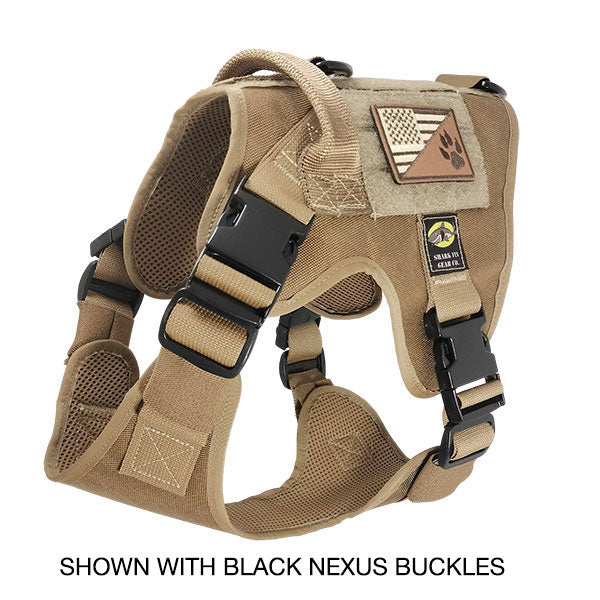 medium tactical dog harness coyote brown with optional patch