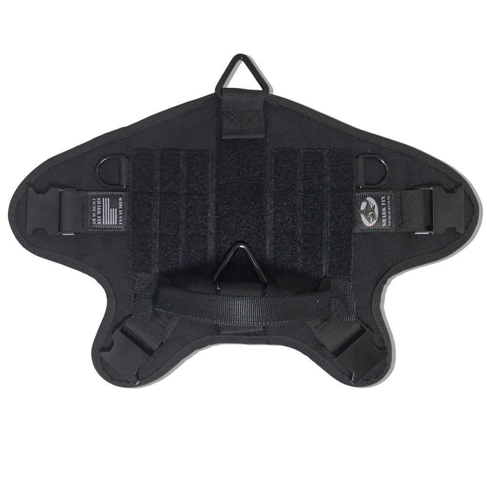 medium tactical k9 harness back black zinc buckles 
