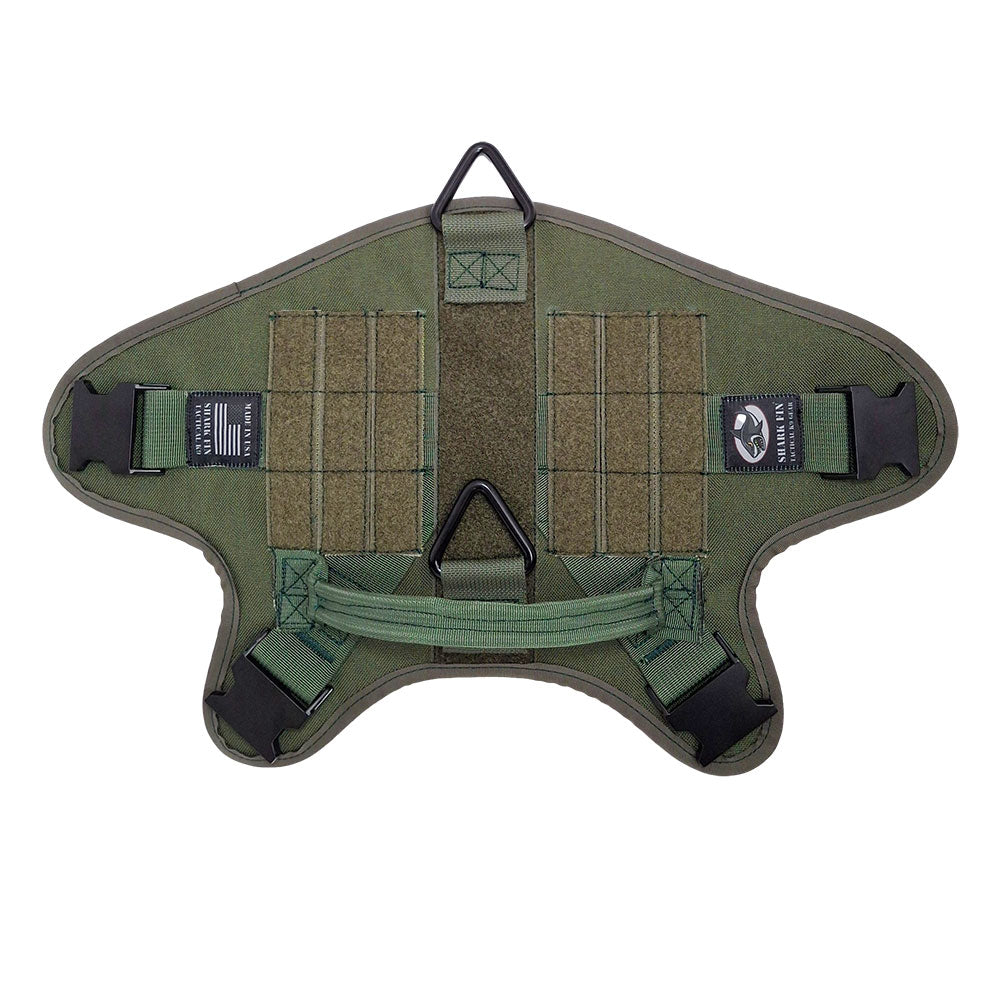 medium tactical k9 harness back od green zinc buckles