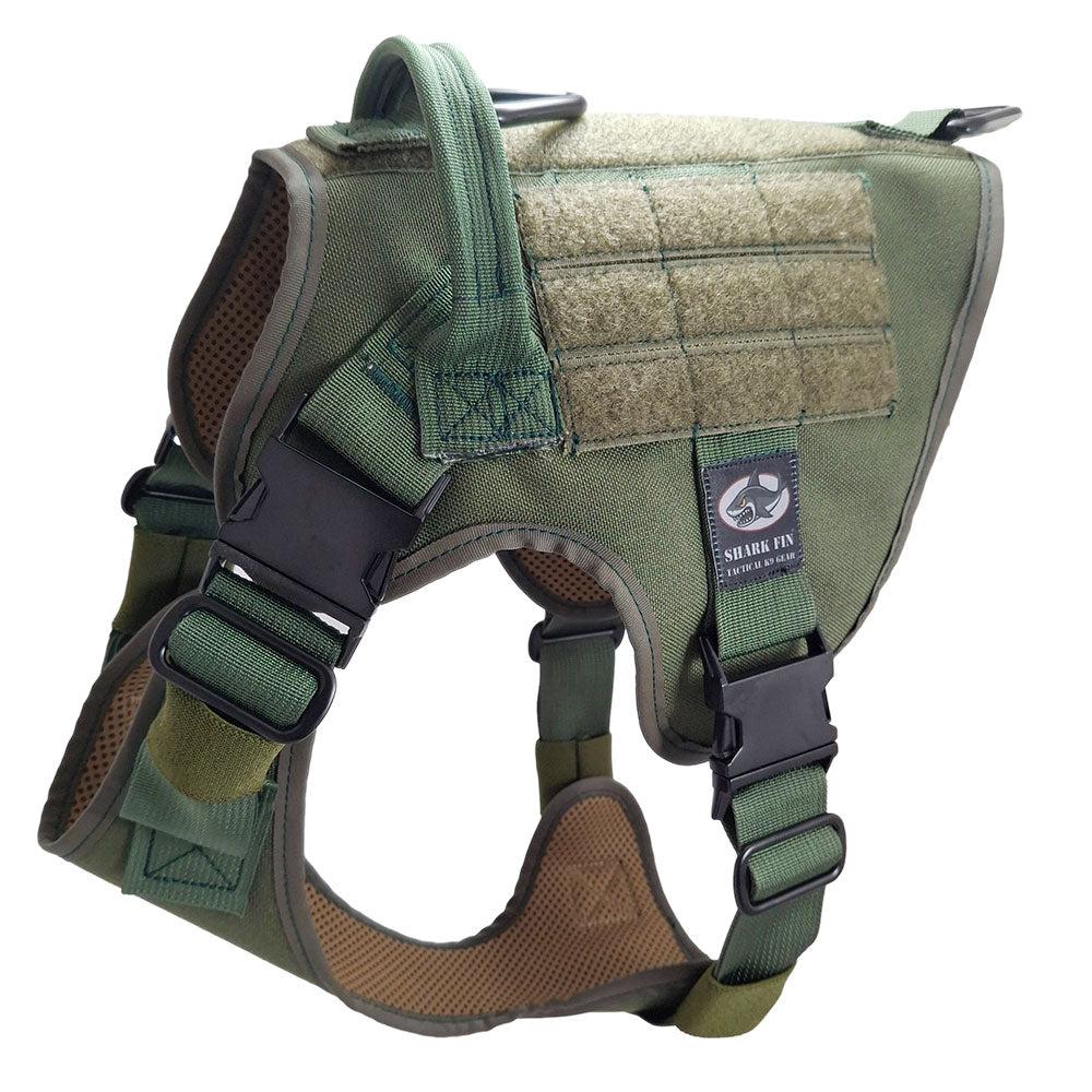 medium tactical k9 harness od green zinc buckles