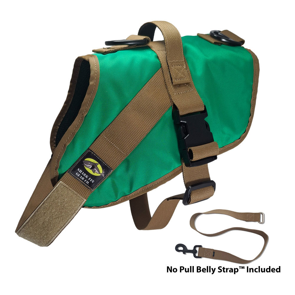 No Pull Dog Harness with strap included, easy on large green