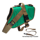 No Pull Dog Harness with strap included, easy on large green