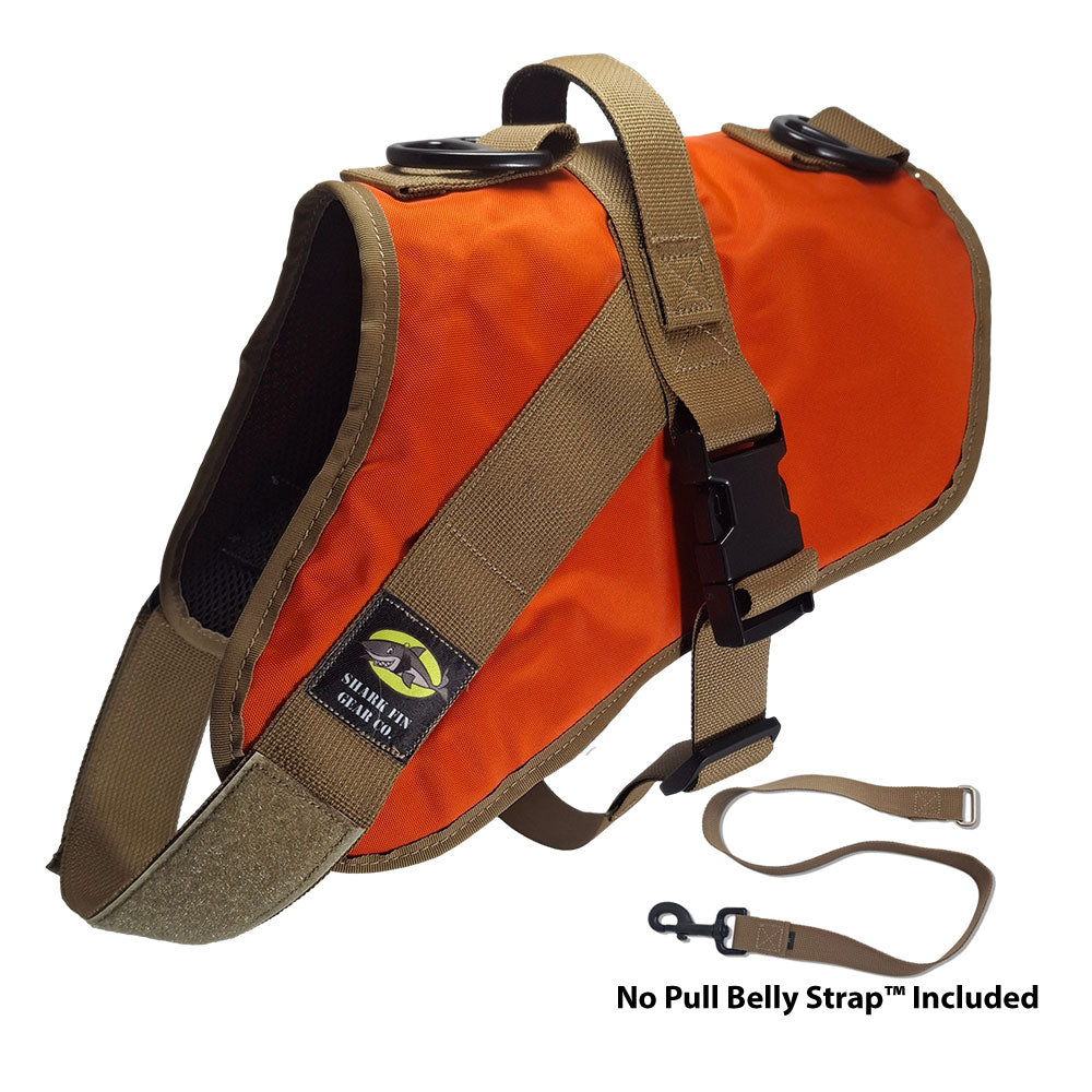 No Pull Dog Harness with strap included, easy on large orange