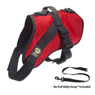 No Pull Dog Harness with strap included, easy on large red