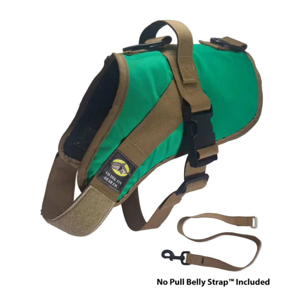 No Pull Dog Harness with strap included, easy on medium green